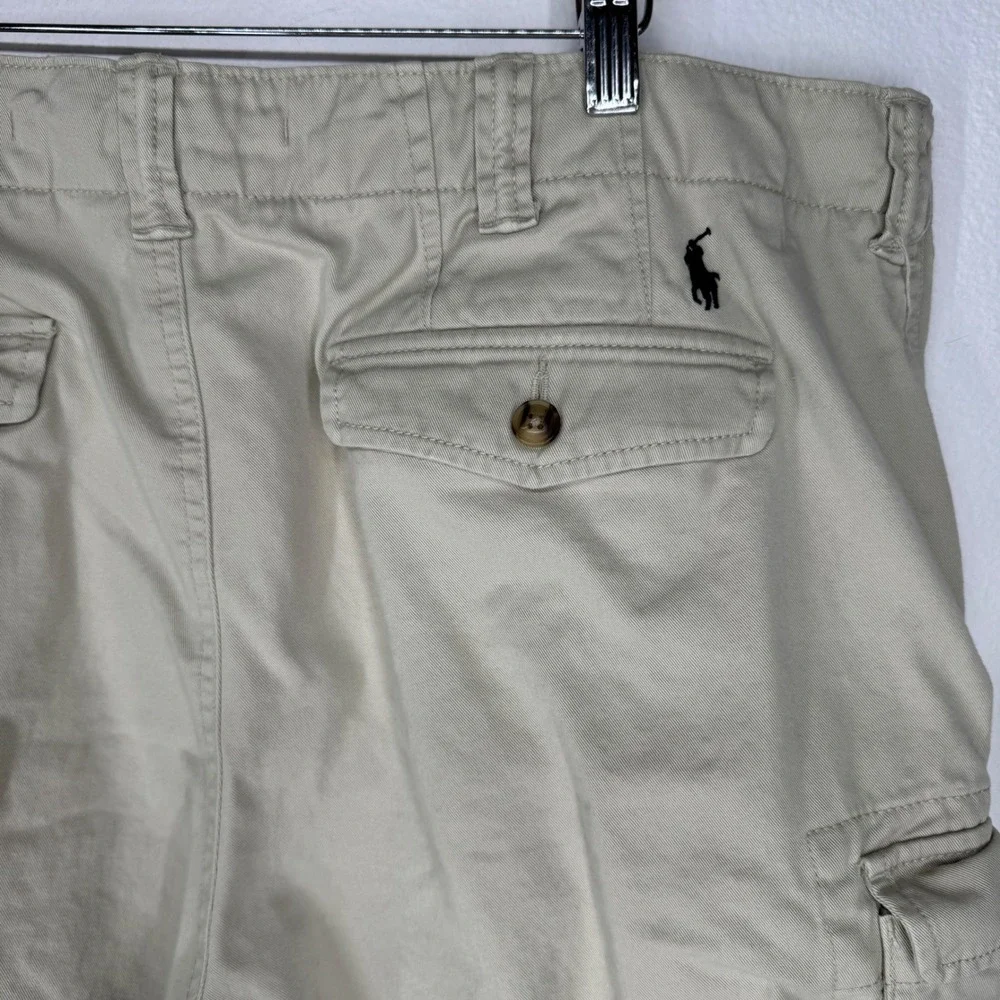 Polo Ralph Lauren Mens Khaki Tan Relaxed Cotton Cargo‎ Shorts Size 40 Utility